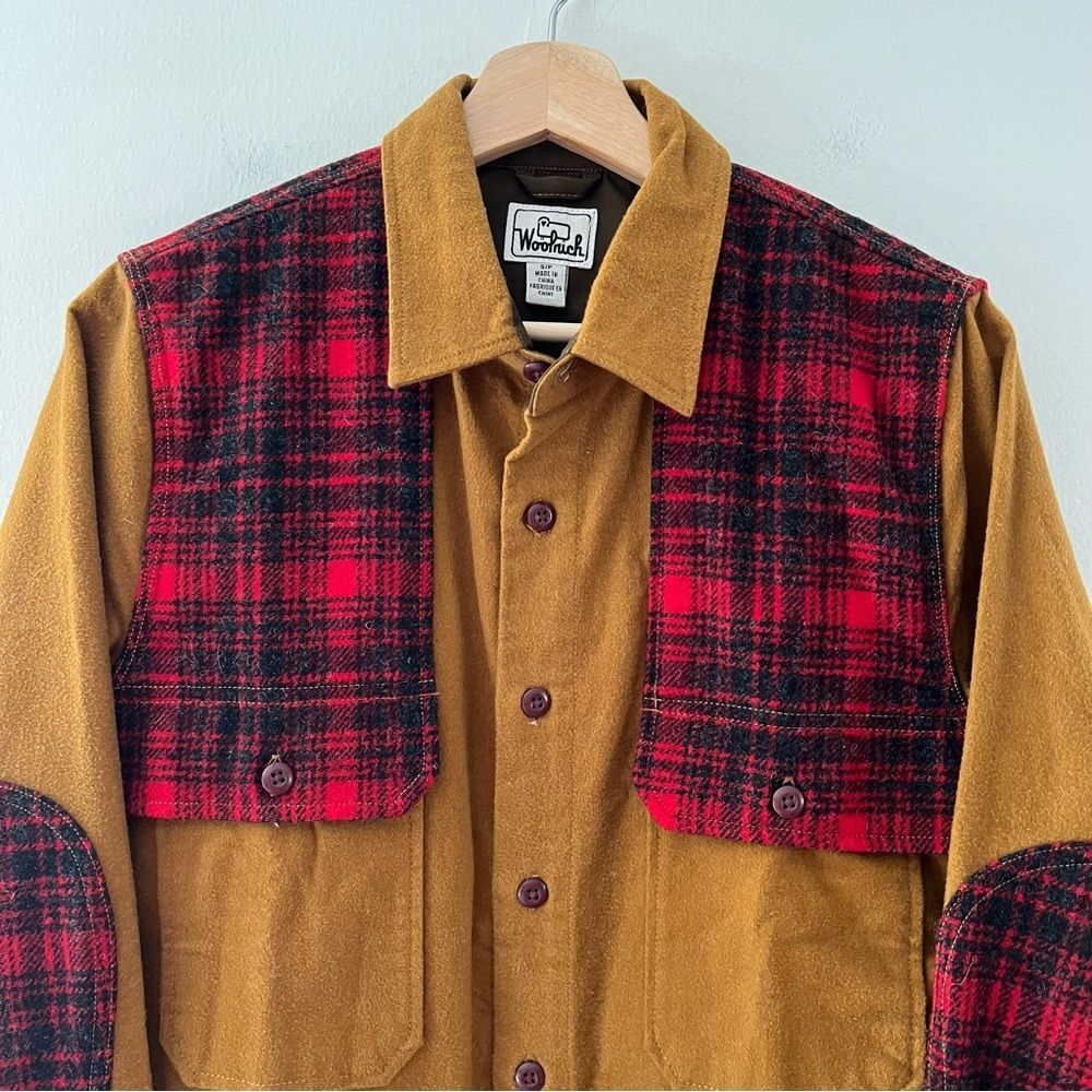 Woolrich shacket Shirt Jacket Buffalo Plaid Patches Size Small Christmas Outdoor - Picture 2 of 10